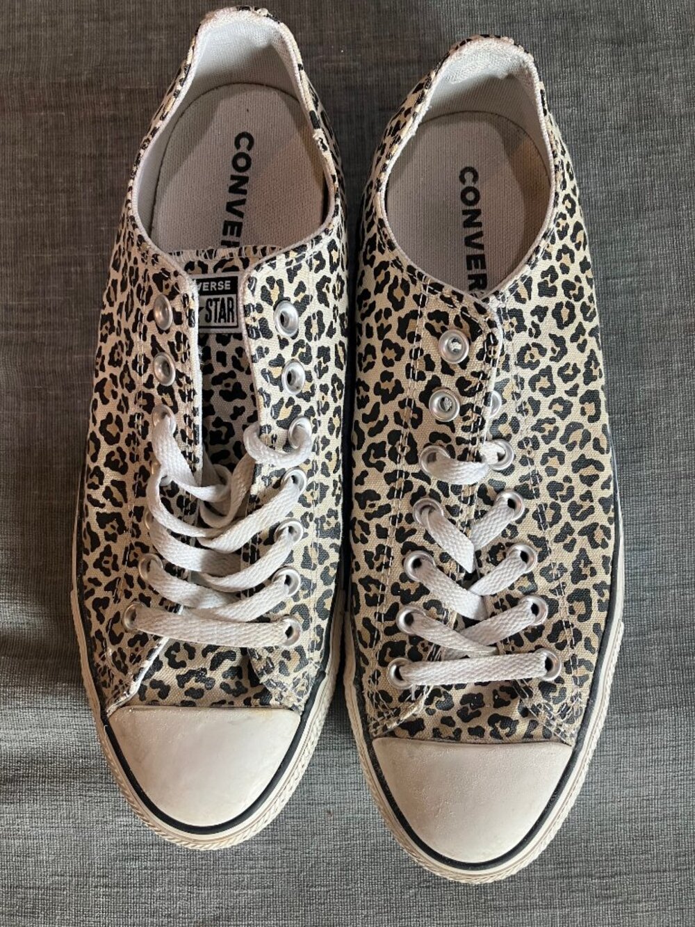 Converse All Star Mens 10 Leopard Print Low Top Sneakers Animal Print Canvas - Picture 2 of 8